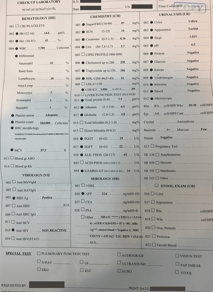 Sample health report 3